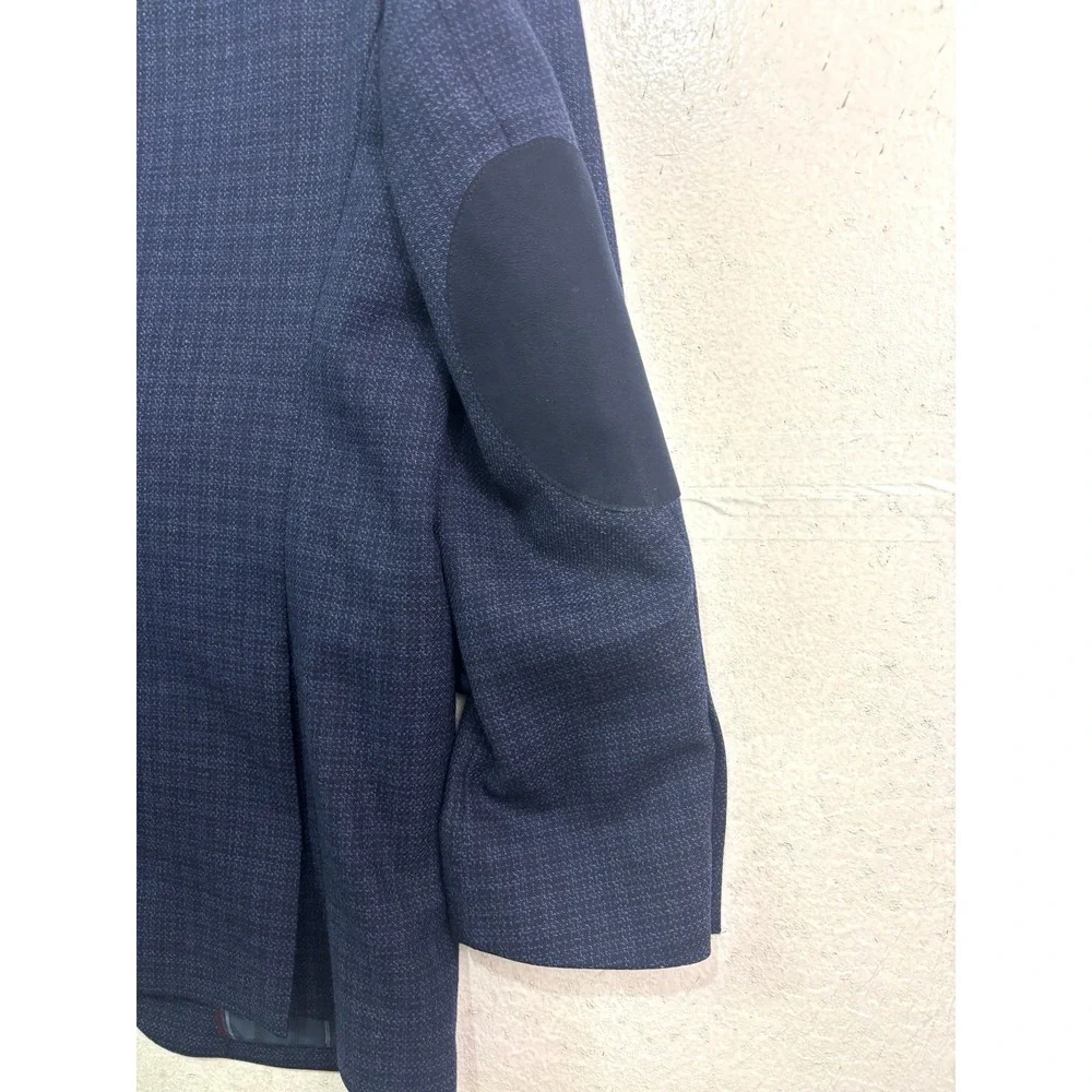 Jos A Bank 42R Navy Blue Check Flannel Wool Blazer Jacket Sport‎ Suit Coat 1905